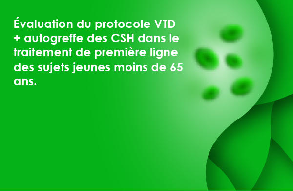 Évaluation du protocole VTD + autogreffe des CSH dans le traitement de première ligne des sujets jeunes moins de 65 ans